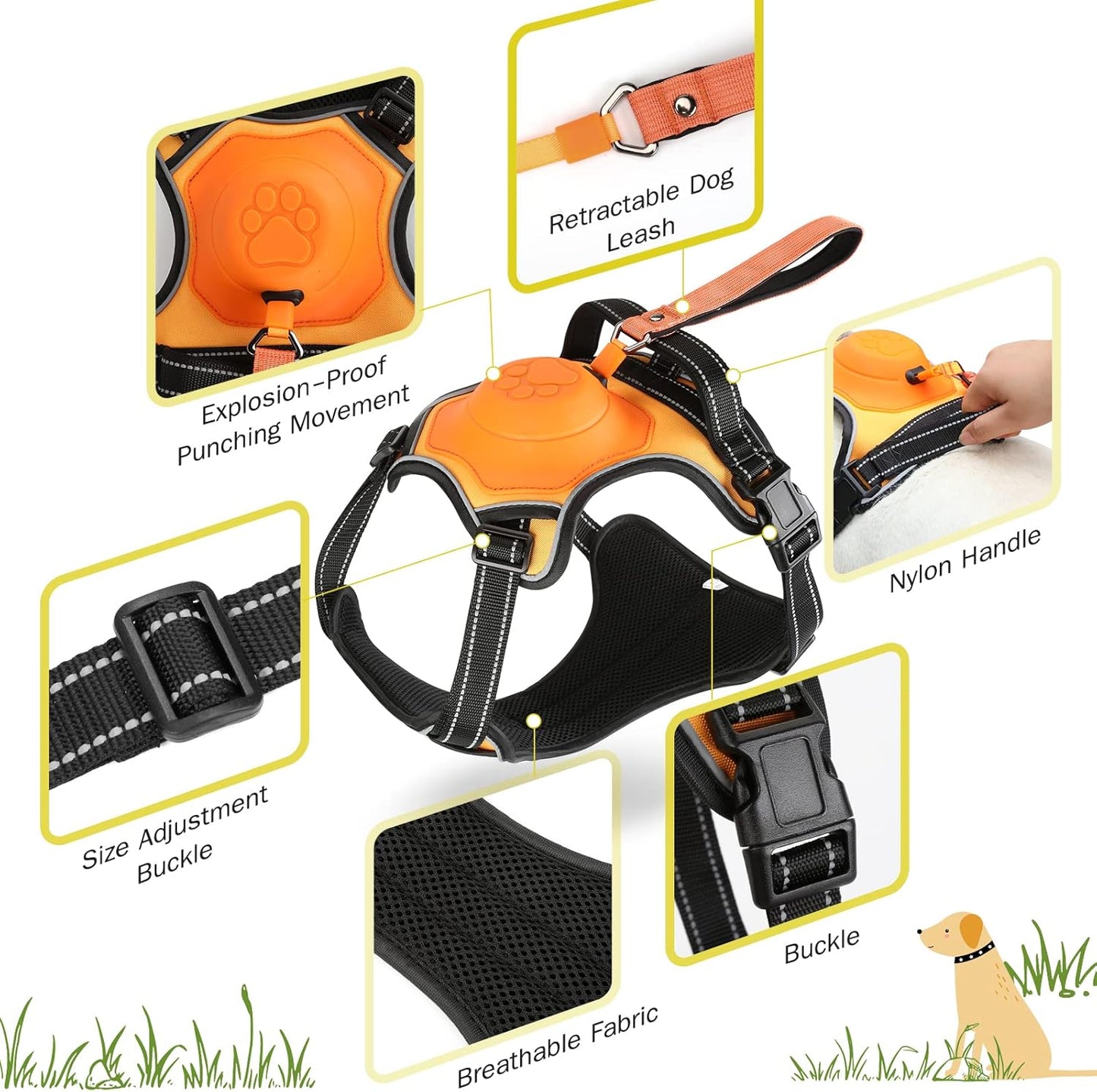 Retractable No-Pull Dog Harness