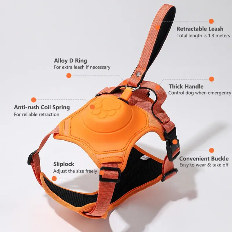 Retractable No-Pull Dog Harness